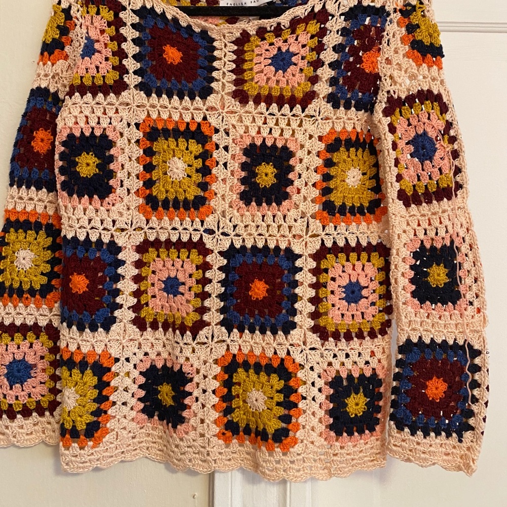 Anthropologie grandma square crochet sweater